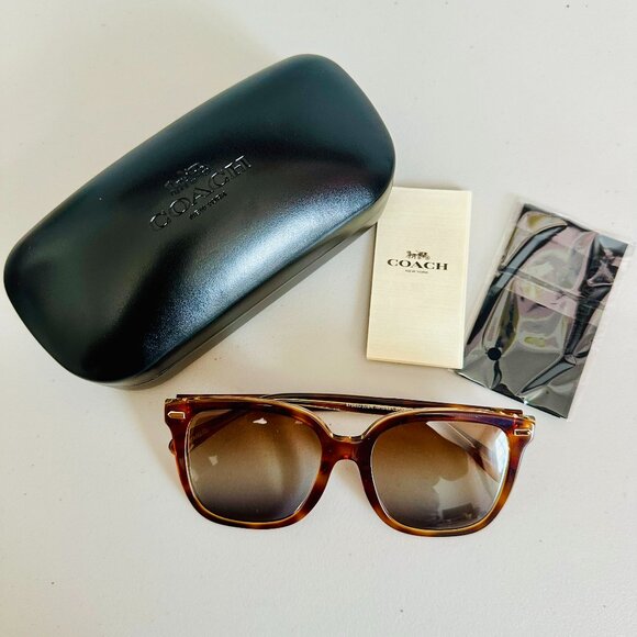 NEW COACH WOMEN'S 56MM DARK TORTOISE CANARY SUNGLASSES HC8381F-57563J-56 - Picture 1 of 13